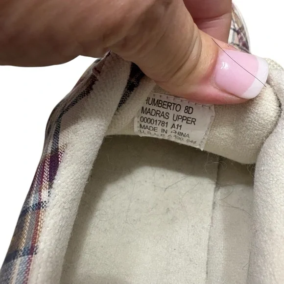 POLO RALPH LAUREN Madras Maroon / Tan Plaid‎ Humberto Canvas Sneakers Size 8D - Picture 9 of 9